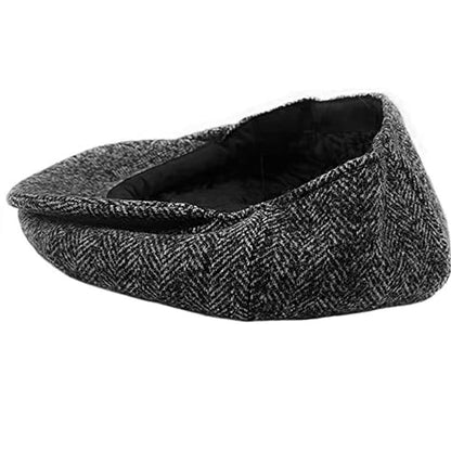 Men's Classic 8 Panel Wool Blend Newsboy Snap Brim Collection Hat - color: Dk Gray-nsb3050, size: X-Large
