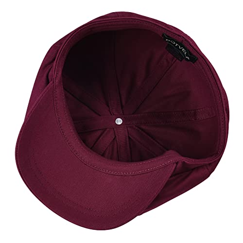 BOTVELA Men's Newsboy Flat Cap 100% Cotton Cabbie Hat - color: Burgundy, size: 7 7/8