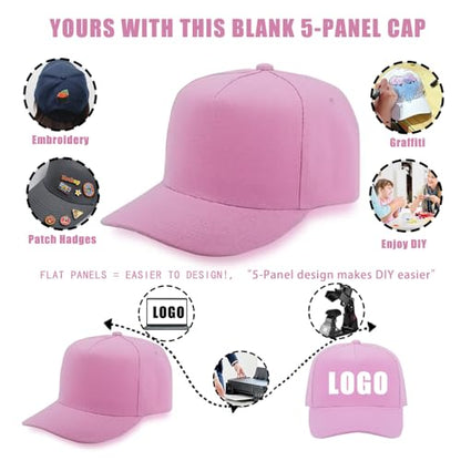 12 Pack Seamless Baseball Caps Wholesale Bulk - No Center Seam, DIY Friendly, Adjustable Breathable Lightweight for Men Women - color: Pink