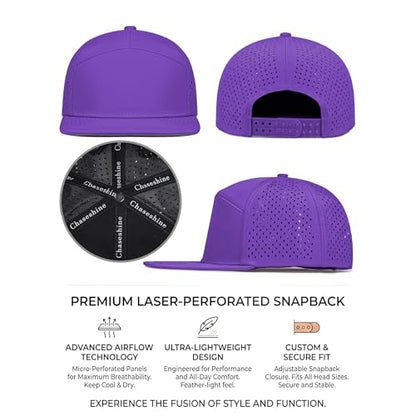 4 Inclusive Sizes Performance Flat Brim Trucker Hat Men Women, 7 Panel Snapback Running - color: 75.purple