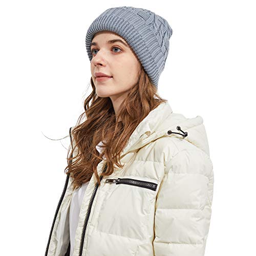 Surblue Unisex Trendy Beanie Warm Oversized Chunky Cable Knit Slouchy Woolen Hat - color: Light Gray