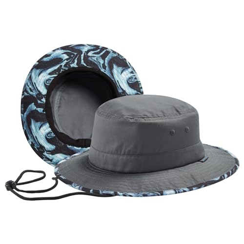 UPF 50+ Foldable Sun Hat Patterned Under Brim Bucket Hats for Summer Hiking Fishing Beach Safari Men Women - color: Dark Grey, size: Large