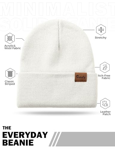 Beanie Hats for Men Women Knit Winter Hat, Warm Skull Stocking Cap, Striped Snow Hat Heated Cuffed Beanie - color: 2p-black+white