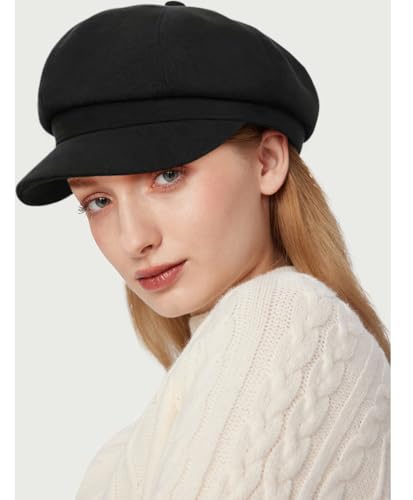 Women's French Octagonal Beret Newsboy Cap Outdoor Painter Hats - color: Black
