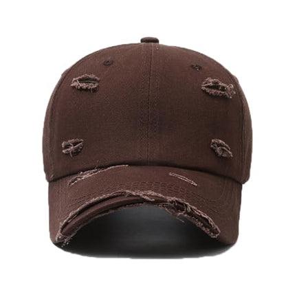 Unisex Distressed Baseball Cap Classic Plain Cotton Dad Hat Adjustable Golf Runing Hats - color: Beige