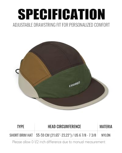 Clakllie Multicolor Short Brim Cap for Men Quick Dry 5 Panel Running Hat - color: Crsb09-brown/Armygreen