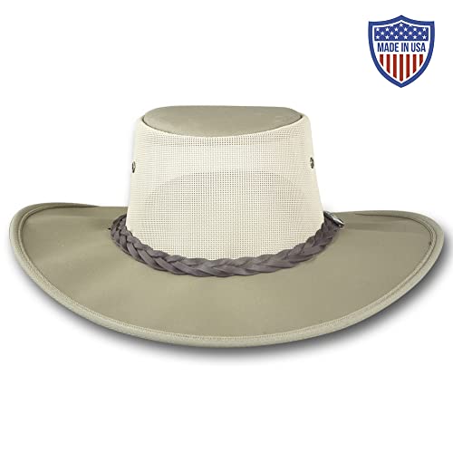Barmah Hats Wide Brim Canvas Cooler Hat - Item 1087 - color: Khaki, size: Small