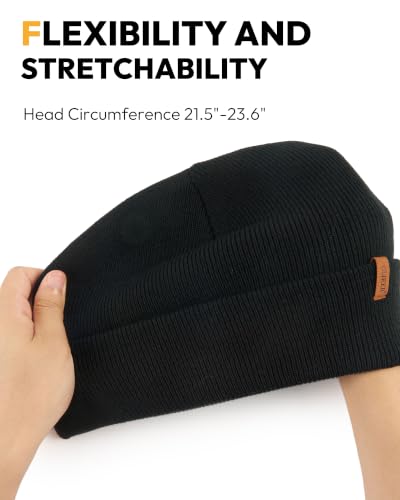 Beanie for Men Women, Winter Double Layer Warm Hat Skull Cap - color: Black+camel+purple