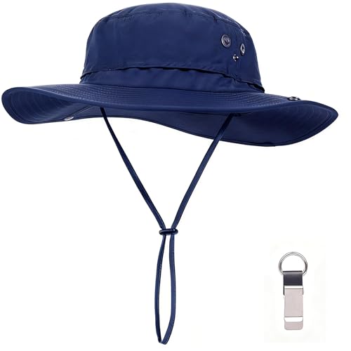 Plus Size XL XXL Sun Hats for Men Bucket Boonie UV Protection UPF50+ Waterproof Wide Brim Foldable Fishing Beach - color: Plc927navy, size: Large-X-Large