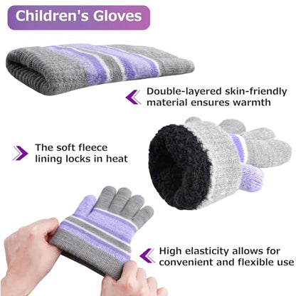 Azarxis Kids Winter Knitted Set Toddler Beanies Hat Scarf Gloves for Boys - color: Purple