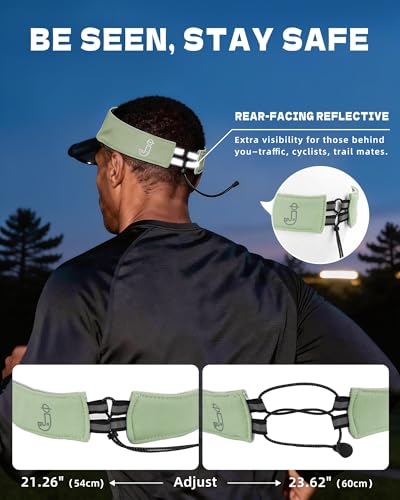 Transparent Sun Visor Hat for Women Men - UPF 50+ Clear Brim Adjustable Drawstring for Golf Tennis Pickleball - color: Sage Green