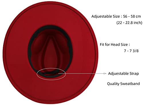 Pro Celia Big Wide Brim Women Fedora Hat - color: Wine Red