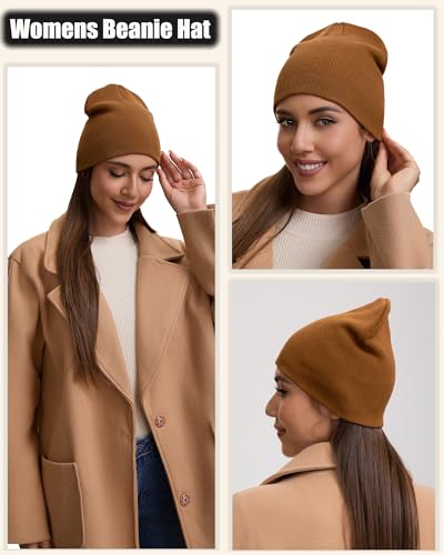 100% Cotton Beanie Hat for Men Women Cuffless Warm Winter Hats - color: 1pcs-coffee