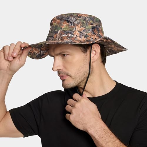 MISSION Cooling Anywhere Boonie Hat - Unisex Wide-Brim Hat for Men & Women - Cools Up to 2 Hours - UPF 50 Sun Protection - color: Forest Camo