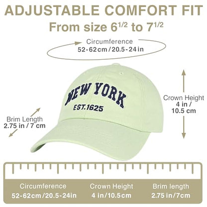 E BY ELIDAN NY Dad Hat, New York EST.1625 Cotton Baseball Cap Women & Men - color: Aloe