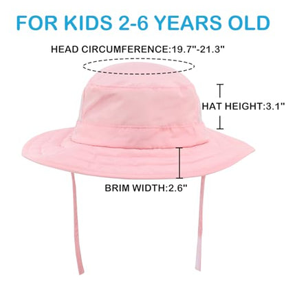 Connectyle Kids Sun Hat for Boys Girls Wide Brim Bucket Hat UPF 50+ Sun Protection Hat Breathable Summer Beach Hat - color: Pink
