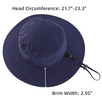 Connectyle Sun Hat for Men Women Outdoor UV Protection Safari Hat for Fishing Hiking Gardening Breathable Cowboy Hat UPF50 - color: Navy Blue
