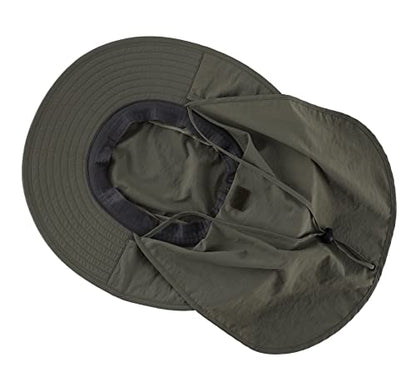 Home Prefer Outdoor UPF50+ Mesh Sun Hat Wide Brim Fishing Hat with Neck Flap Sun Hat for Men Women - color: Pea Green