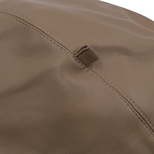 Women Classic PU Leather French Beret Beanie Hat Pumpkin Cap - color: Khaki 2#