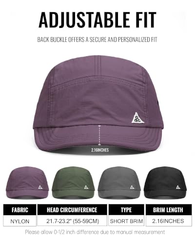 Croogo Quick Dry Short Brim Baseball Cap 5 Panel Lightweight Running Hat - color: Ddy1-purple