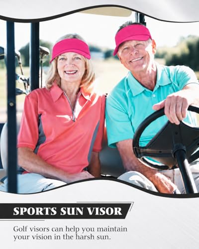 12 Pack Sun Visor Hats Softball Adjustable Cap Sun Protection for Women Men - color: Hot Pink