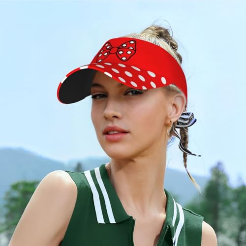 Stylish Visor Cap, Adjustable Lightweight Sun Hat for Men Women Teens - Sports, Beach, Golf, Tennis - color: Polka Dot With Bow 2