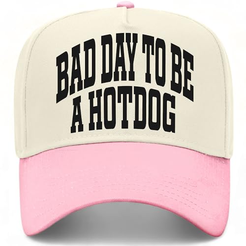 Bad Day to Be A Hotdog Collegiate Hat - color: Pink/Natural