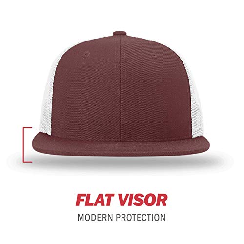 Richardson Unisex 511 Flatbill Trucker Adjustable Snapback Baseball Cap - color: Maroon/White