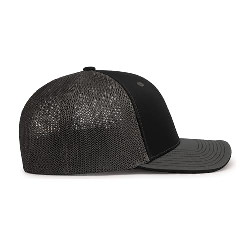 Pacific Headwear Unisex Adult Pacific Headwear Trucker Flexfit® Cap - color: Black/Graphite/Graphite, size: X-Small