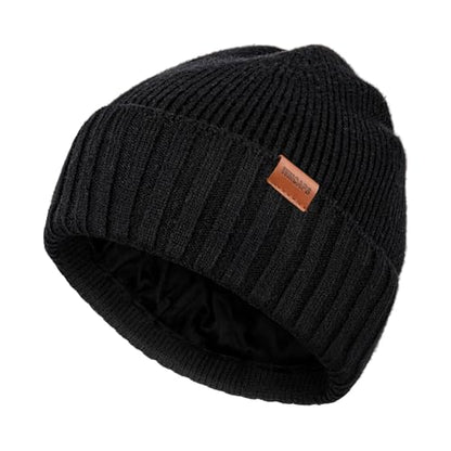 Wmcaps Fleece Lined Knit Beanie for Men Women, Soft Warm Winter Hat - color: Black
