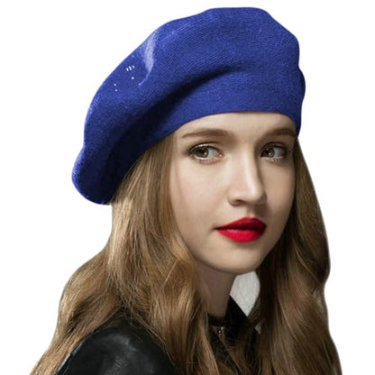 Sumolux Women Beret Hat French Beret Beanie Cap Classic Solid Color - color: Royal Blue, size: One Size