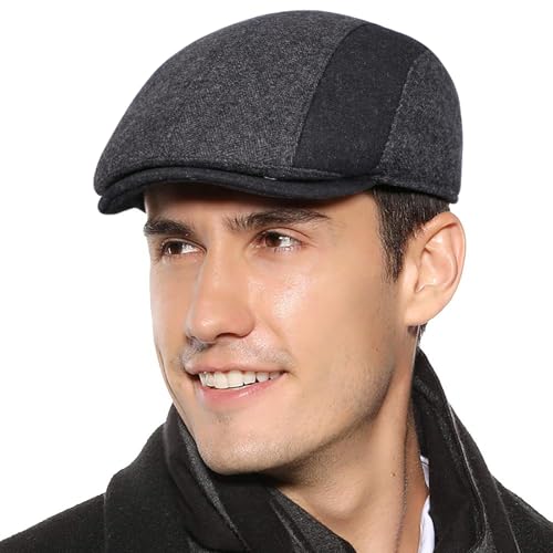 Sumolux Mens Newsboy Cap Winter Beret Hat Cabbie Flat Cap - color: D Grey