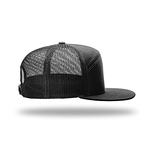 Richardson 168 Hi-Pro 7 Panel Adjustable Snapback Trucker Mesh Back Cap - color: Black