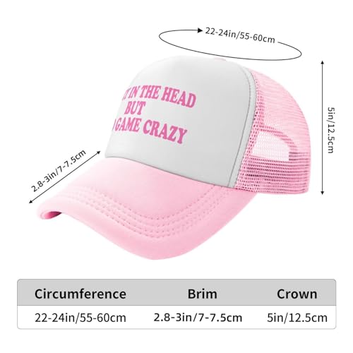 Funny Trucker Hat for Women Men Cute Humor Gag Hats Adjustable Mesh Caps - color: Crazy in the Head But Head Game Crazy