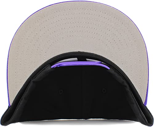 KBETHOS Classic Snapback Hat Blank Cap Underbrim Cotton Wool Blend Flat Visor Adjustable Unisex - color: Black Purple