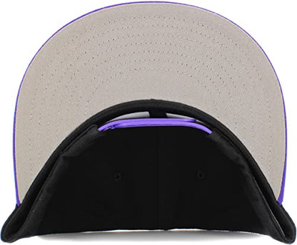 KBETHOS Classic Snapback Hat Blank Cap Underbrim Cotton Wool Blend Flat Visor Adjustable Unisex - color: Black Purple
