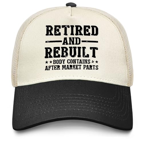 Retired and Rebuilt Hip Knee Replacement Parts Hat Men Dad Hats Funny Birthday Gifts for Women - color: Allblack-4
