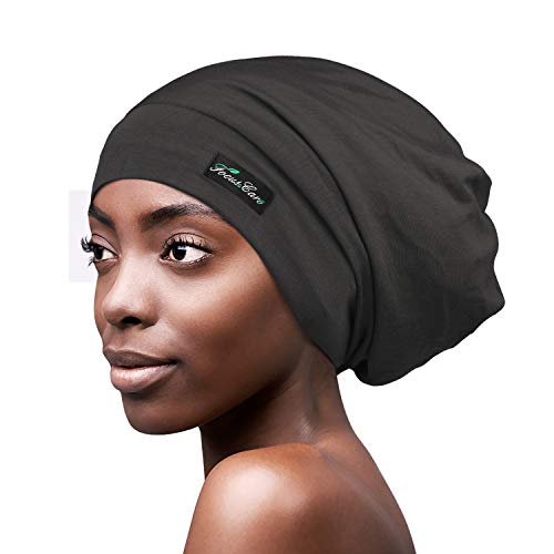 FocusCare Satin Lined Sleep Slouchy Cap Curly Girl Slap Headwear Gifts for Frizzy Hair Women - color: Dark Gray