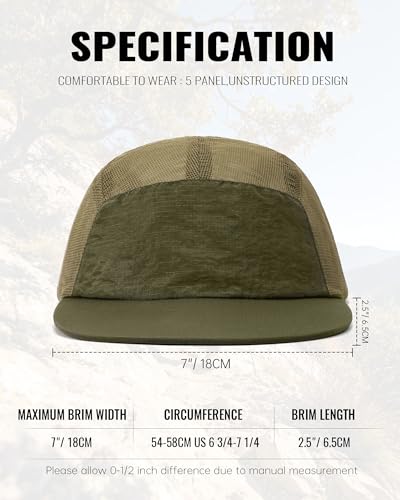 CLAPE Quick Dry Mesh 5 Panel Running Hat for Men, Lightweight Breathable Moisture-Wicking Baseball Cap for Hiking - color: Bs265p14-armygreen