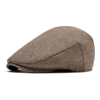 meioro Herringbone Flat Ivy Newsboy Cap for Men Classic Tweed Newsboy Hat Wool Blend Flat Cap Gatsby Cabbie Hats Ivy Caps - color: Khaki