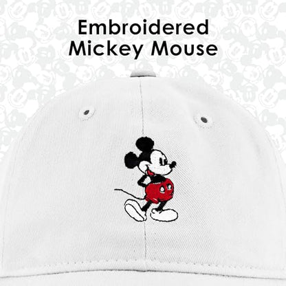 Disney Mickey Mouse Embroidered Cotton Adjustable Dad Hat with Curved Brim - color: White Washed