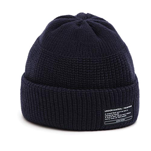 UNDERCONTROL Winter Trawler Fisherman Beanie Men Women Unisex Stylish Plain Docker Skull Hat Roll up Watch Cap Color Pack - color: Navy