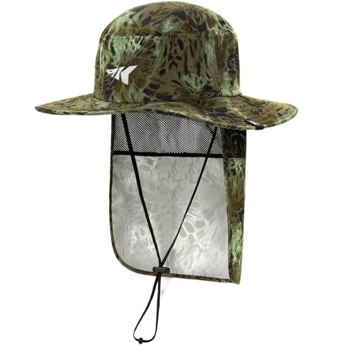 KastKing Sol Armis UPF 50 Boonie Hat for Sun Protection,Men Women - color: Green (With Shield)