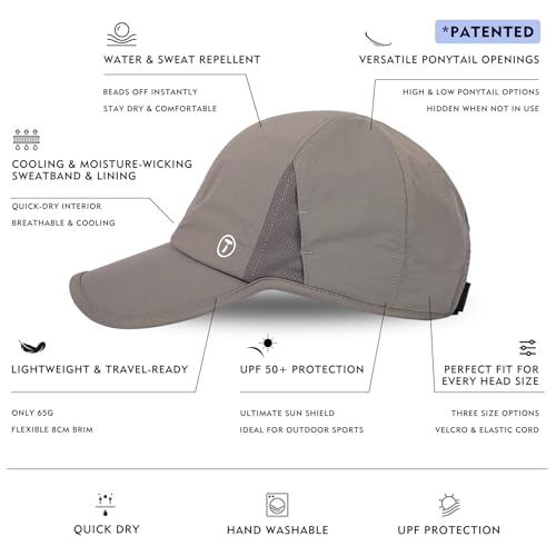 TOP-EX UPF 50+ Cooling High Ponytail Baseball Cap for Women - color: Grey, size: One Size