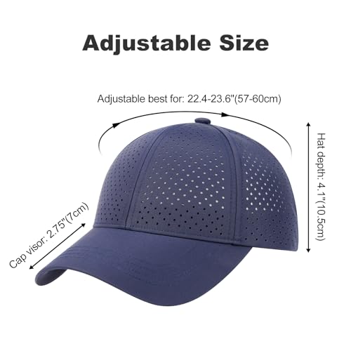 FEINION Men Laser Mesh Breathable Snapback Baseball Cap - color: Navy