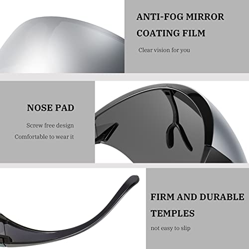 FEISEDY Full Face Shield Sunglasses – Anti-Fog UV400 Mirror Visor - color: 009 White Mirror