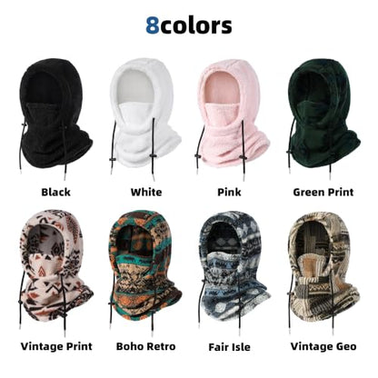 Ski Mask Balalclava Windproof Face Mask Warm Fleece Neck Cover for Cold Weather Helmet Hood for Men & Women - color: B10-2pcs(black+white)