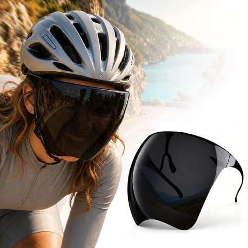 Full Cover Face Visor Protective, Tinted Full Face Shield Sun Protection - color: Black