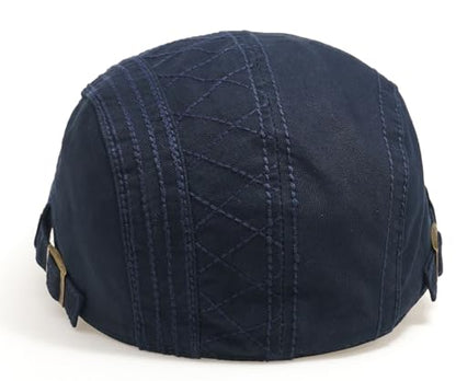 Initlove Mens Newsboy Cap Cotton Ivy Hat Beret Hats for Driving - color: A Navy