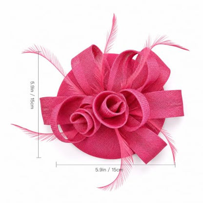 Flower Fascinator Hat Headband Clip for Women Tea Party - color: Fuschia-02